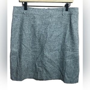 Talbots women’s grey wool blend herringbone knit skirt size 14